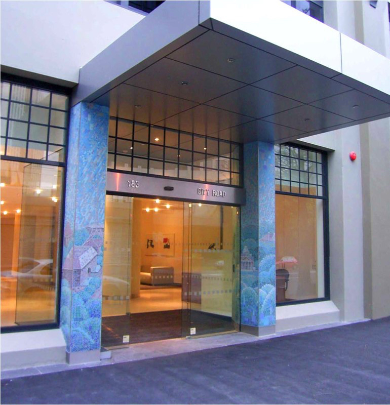 City Tower Apartments Mosaic Columns Melbourne